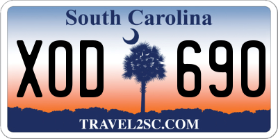 SC license plate XOD690