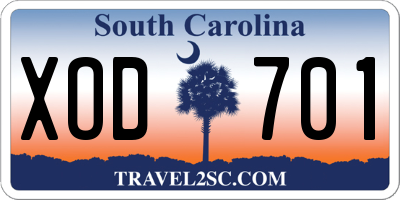 SC license plate XOD701