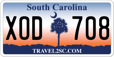 SC license plate XOD708