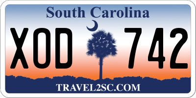 SC license plate XOD742