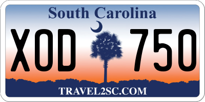 SC license plate XOD750