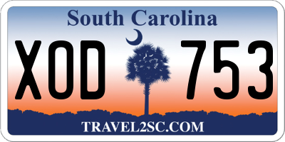 SC license plate XOD753