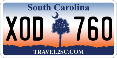SC license plate XOD760