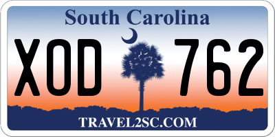 SC license plate XOD762