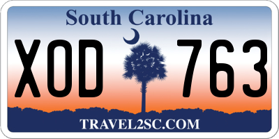 SC license plate XOD763