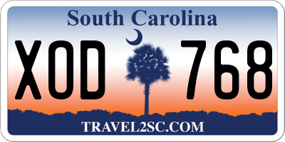 SC license plate XOD768