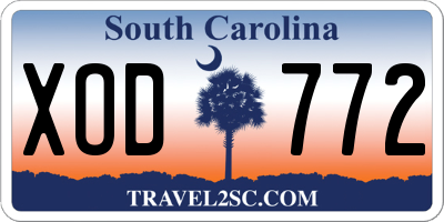 SC license plate XOD772