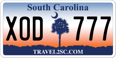 SC license plate XOD777