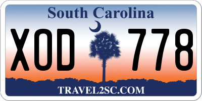SC license plate XOD778