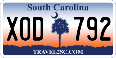SC license plate XOD792