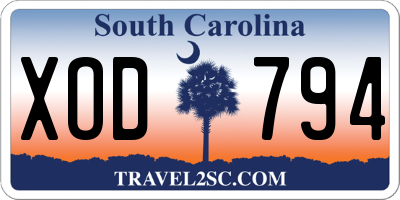 SC license plate XOD794
