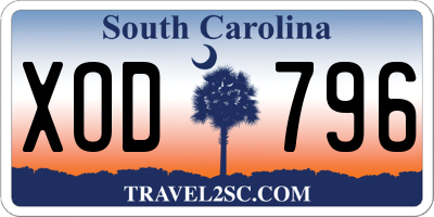 SC license plate XOD796