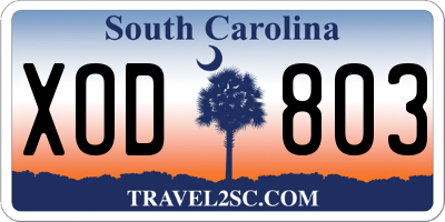 SC license plate XOD803