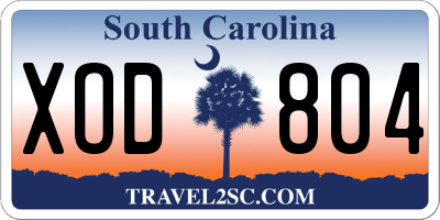 SC license plate XOD804