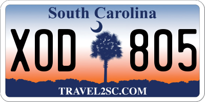SC license plate XOD805