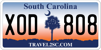 SC license plate XOD808