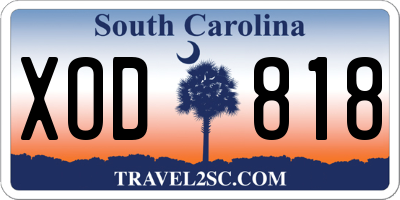 SC license plate XOD818