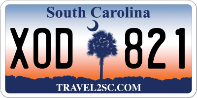 SC license plate XOD821
