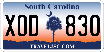 SC license plate XOD830