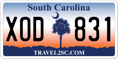 SC license plate XOD831