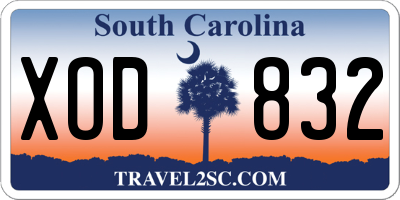 SC license plate XOD832