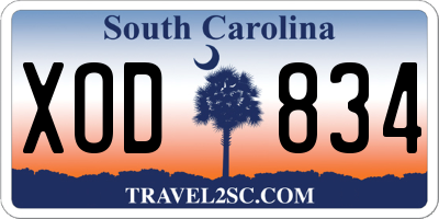 SC license plate XOD834