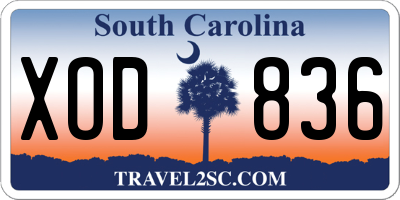 SC license plate XOD836