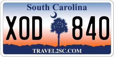 SC license plate XOD840