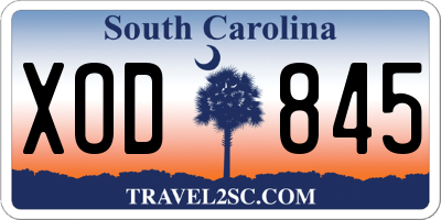 SC license plate XOD845