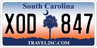 SC license plate XOD847