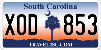 SC license plate XOD853
