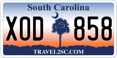 SC license plate XOD858