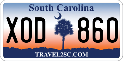 SC license plate XOD860