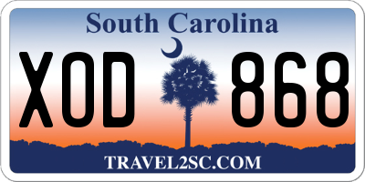 SC license plate XOD868