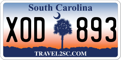 SC license plate XOD893