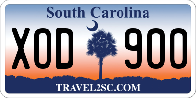 SC license plate XOD900