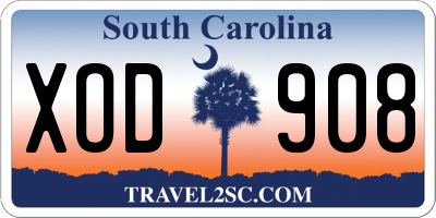 SC license plate XOD908