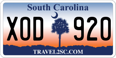 SC license plate XOD920