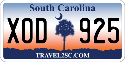 SC license plate XOD925