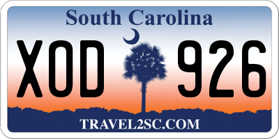SC license plate XOD926