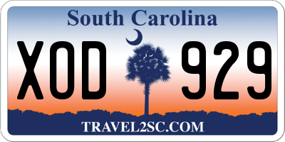 SC license plate XOD929