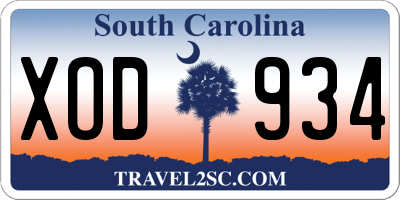 SC license plate XOD934