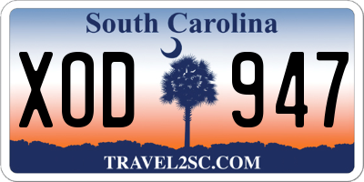 SC license plate XOD947