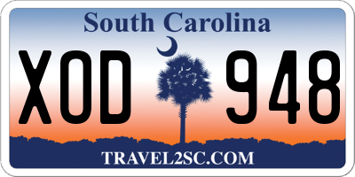 SC license plate XOD948
