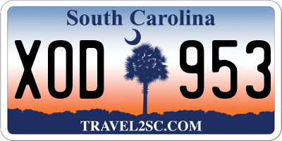 SC license plate XOD953