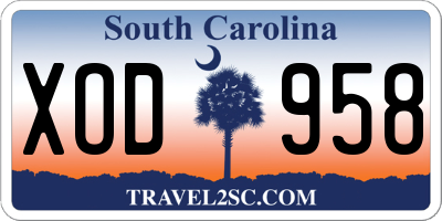 SC license plate XOD958