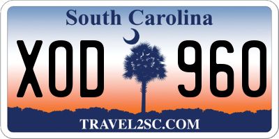 SC license plate XOD960