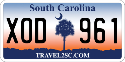 SC license plate XOD961
