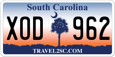 SC license plate XOD962