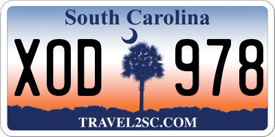 SC license plate XOD978